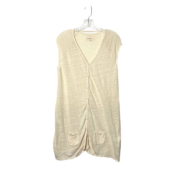 JW Pete & Greta Women's Sleeveless Beige Linen Button Down Long Cardigan Size S - Picture 1 of 9